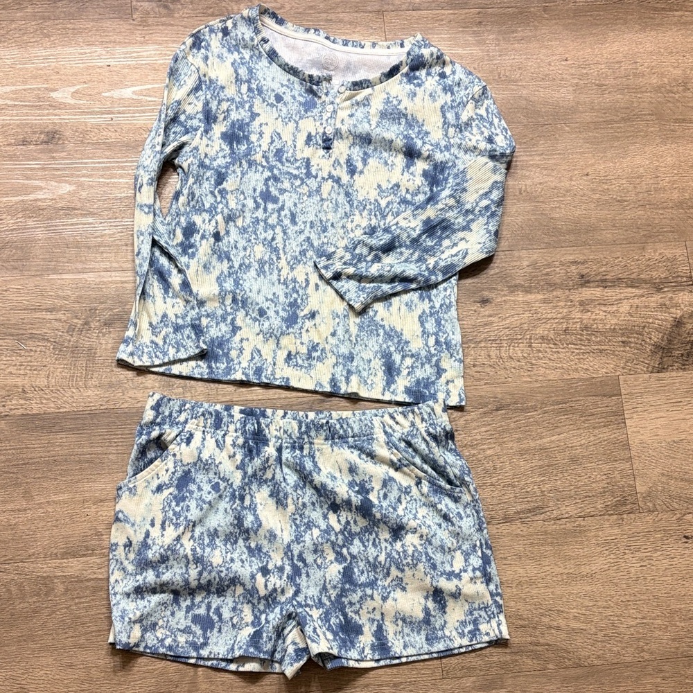Wonder Nation Tie-Dye Blue and Cream Pajama Set
